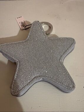 Victoria's Secret Silver Glitter Star Wristlet Pouch